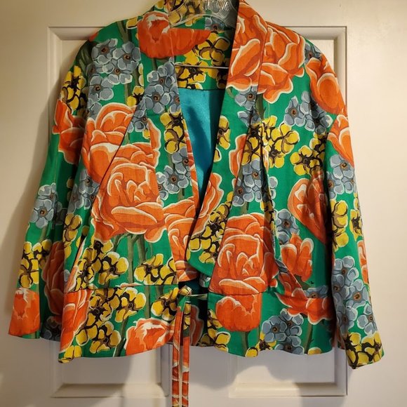 Japanese floral short kimono - Picture 2 of 3